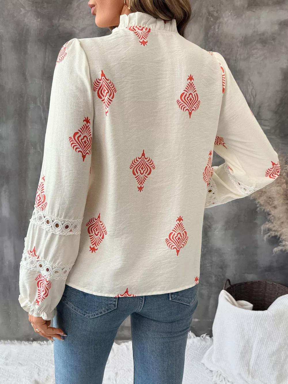 Lace Detail Long Sleeve Shirt, image 2