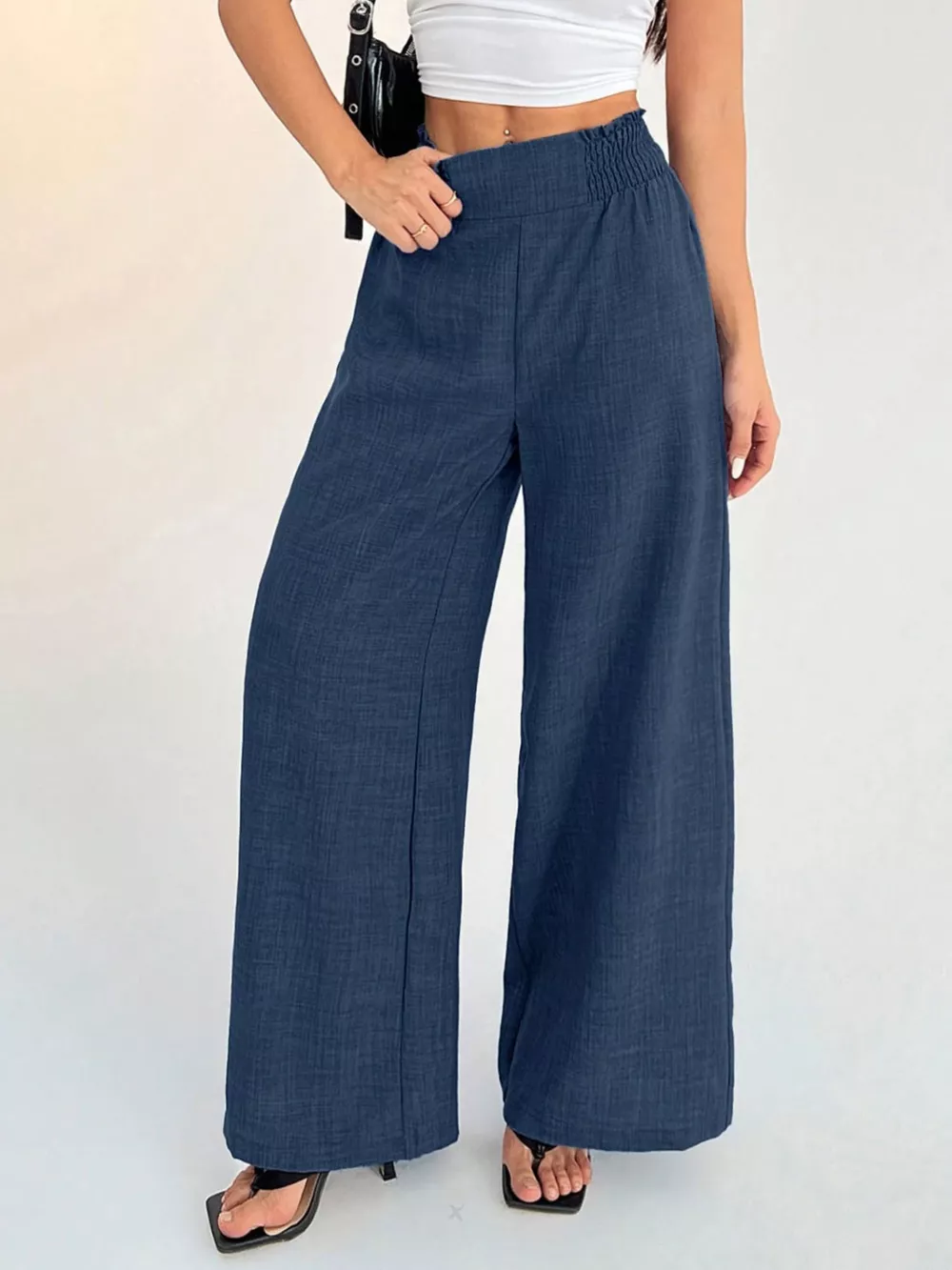 Elastic Waist Wide Leg Pants