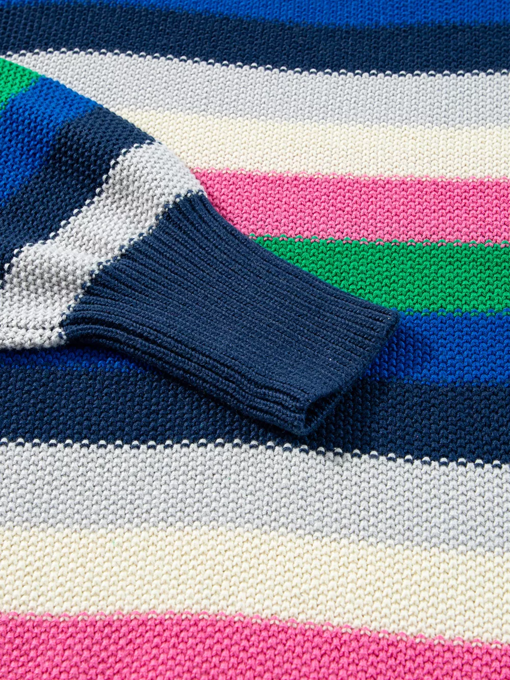 Rainbow Striped Crew Neck Drop Shoulder Sweater, image 4