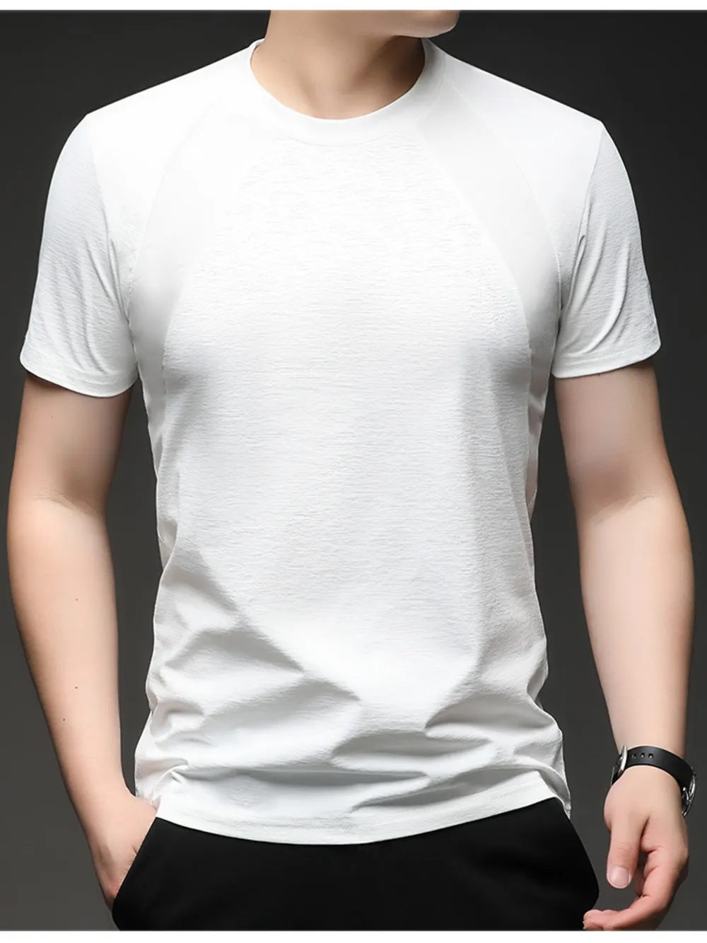 Men's Plus Size Round Neck Short Sleeve T-Shirt, image 5
