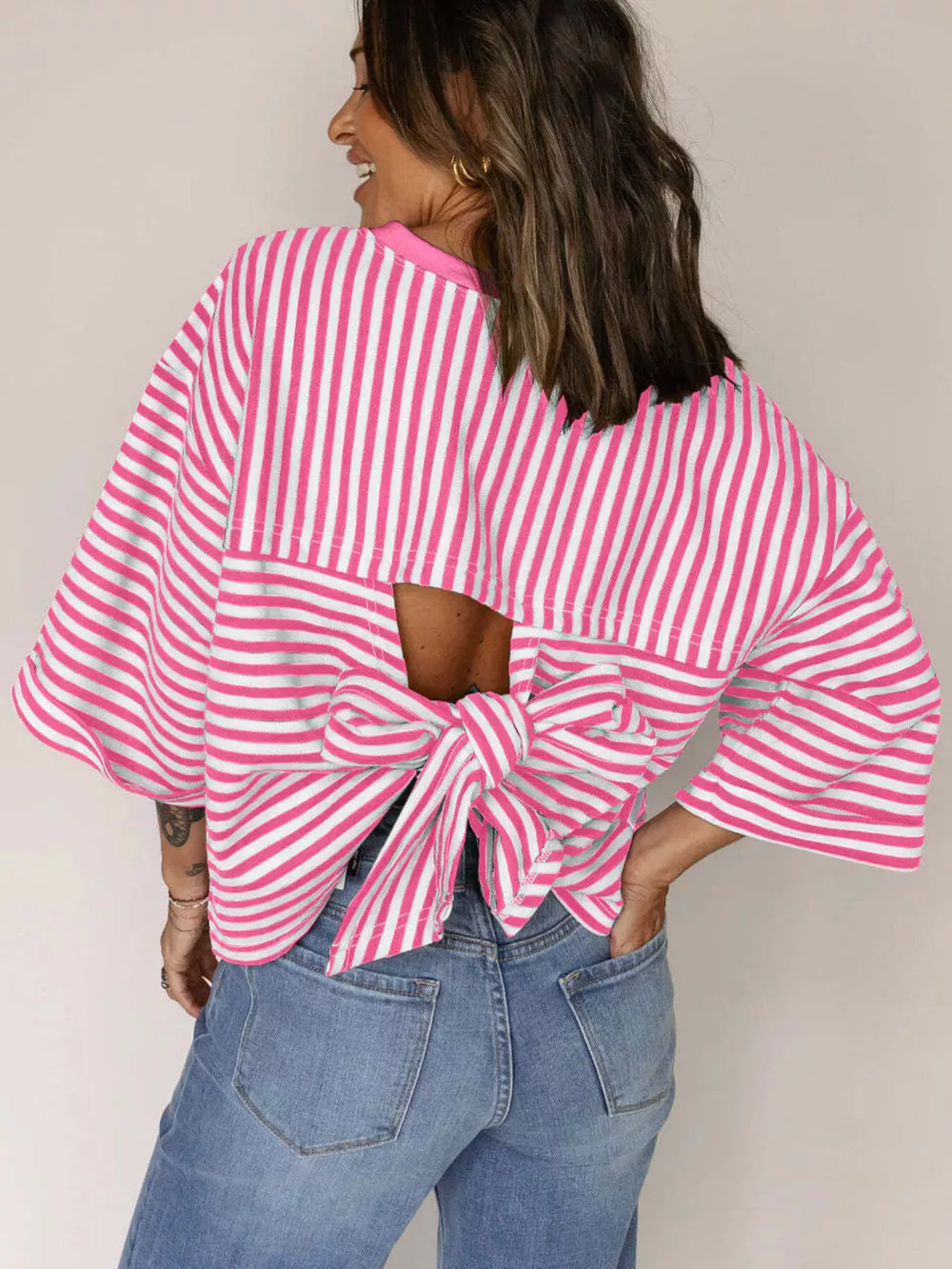 Striped Back Bow Tie T-Shirt, image 4