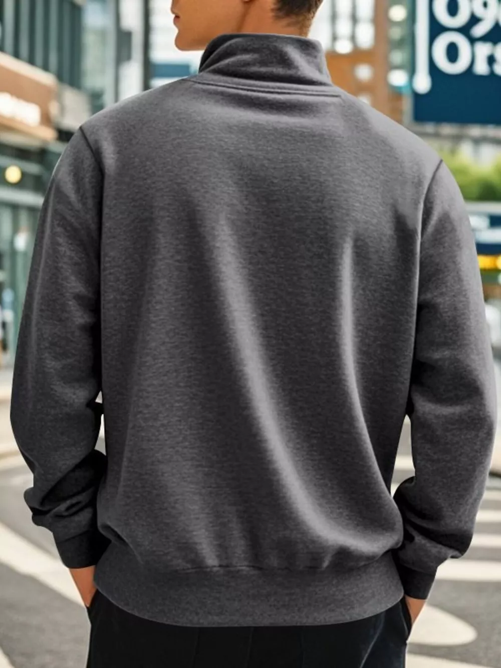 Men's Full Size Solid Color Quarter Zip Sweatshirt Plus Size, image 9