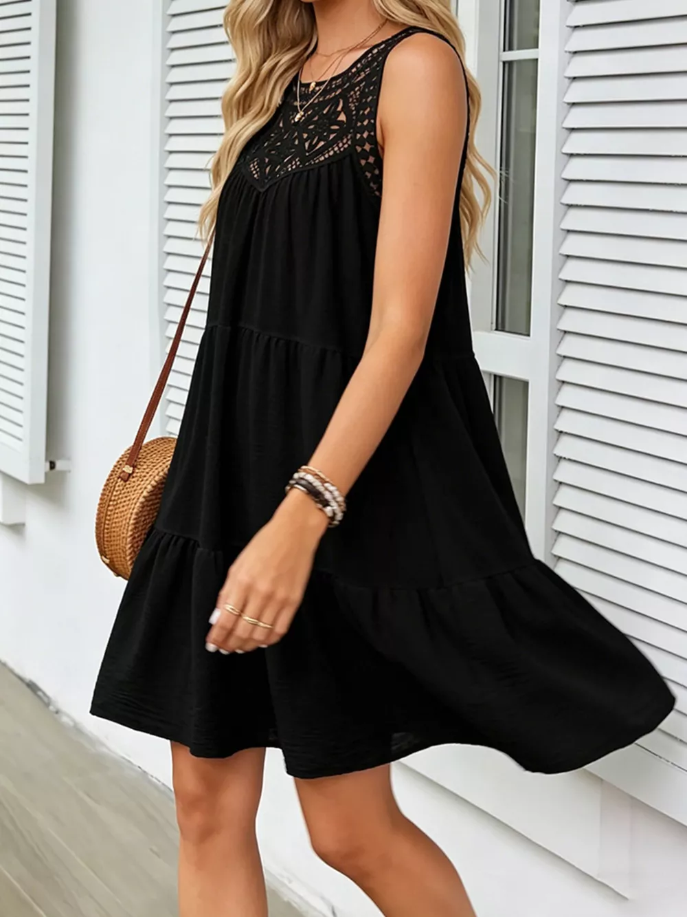 Lace Detail Sleeveless Dress, image 2