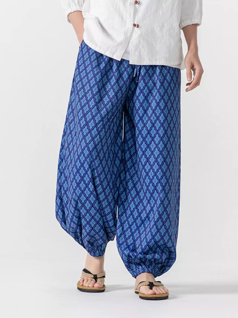 Men's Plus Size Diamond Patterned Harem Pants