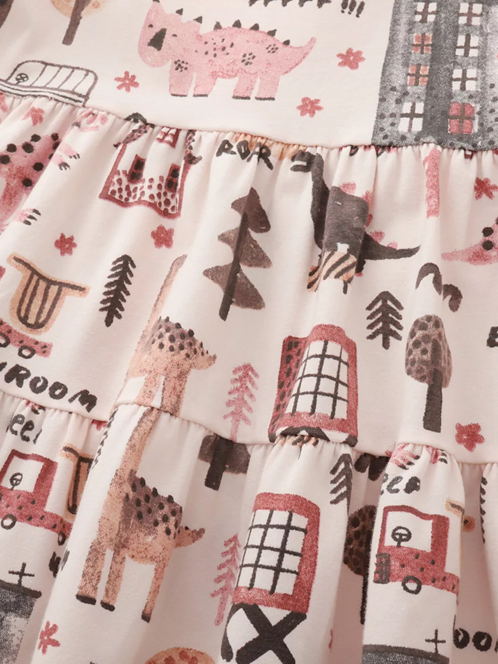 Children's Tiered Cartoon Print Casual Dress, image 3