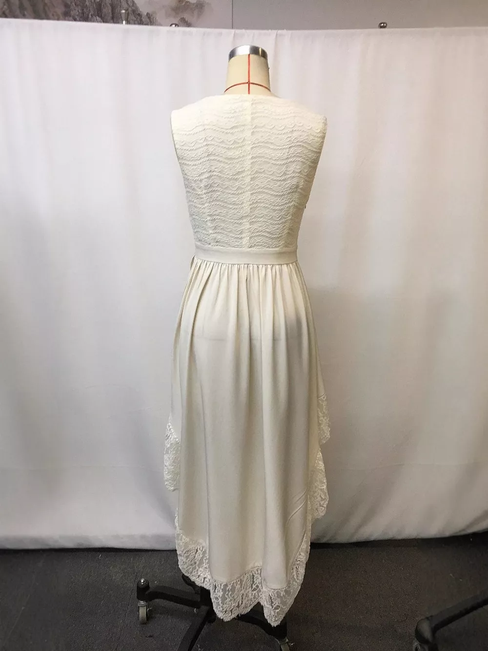 Full Size Lace Trim High-Low Dress Plus Size, image 5