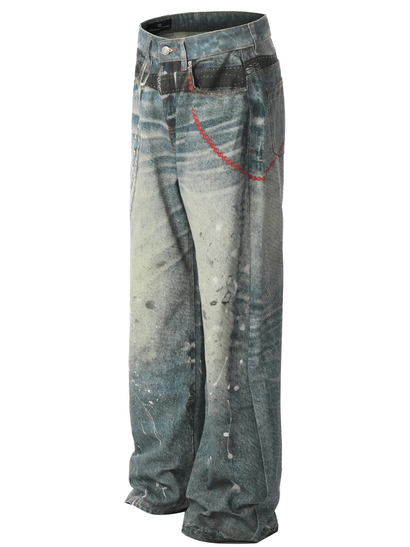 Men's Paint Splatter Wide Leg Jeans, image 2