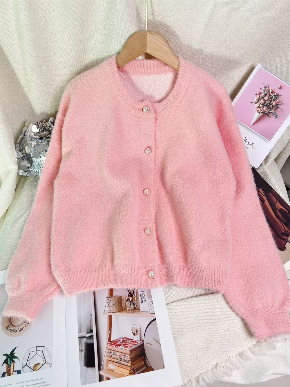 Fuzzy Knit Button Down Cardigan, image 24