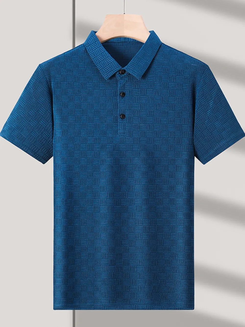 Men's Plus Size Classic Short Sleeve Textured Polo Shirt, image 2
