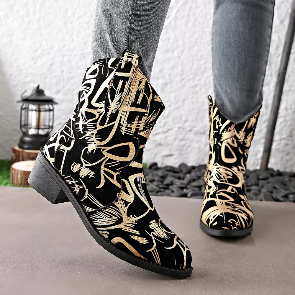 Round Toe Block Heels Boots, image 2