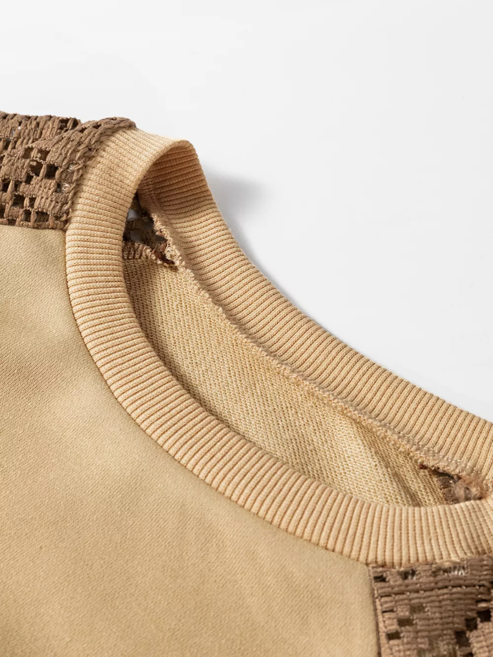Lace Patchwork Colorblock Drop Shoulder Sweatshirt, image 7