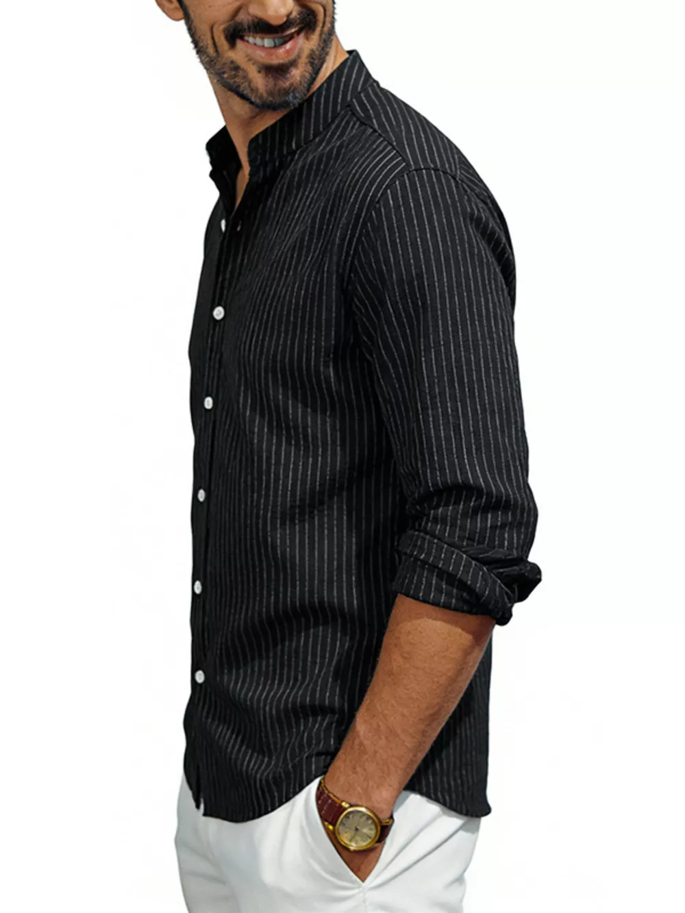 Men's Full Size Striped Long Sleeve Shirt Plus Size, image 3