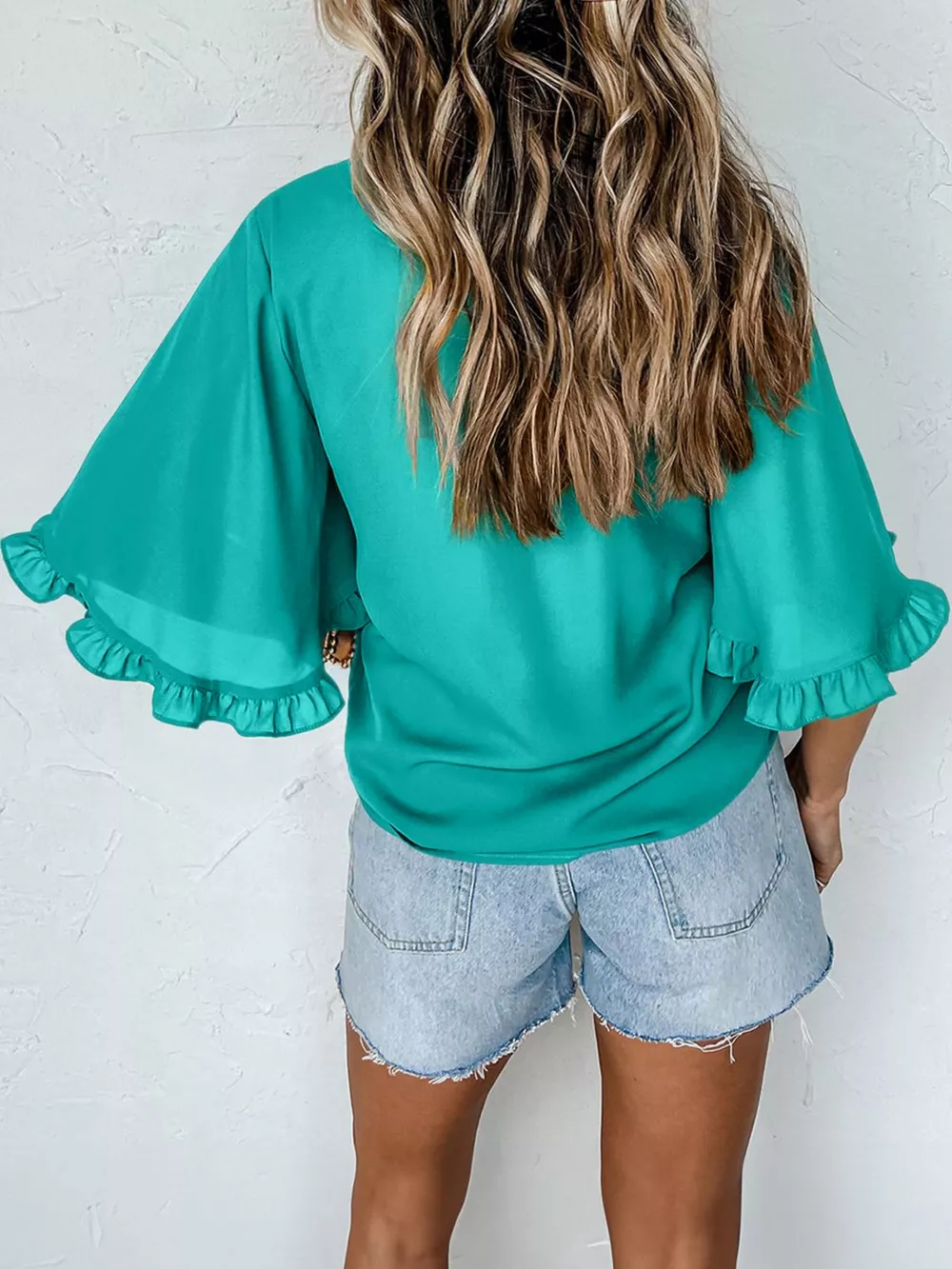 Ruffle Trim Half Sleeve Blouse, image 6