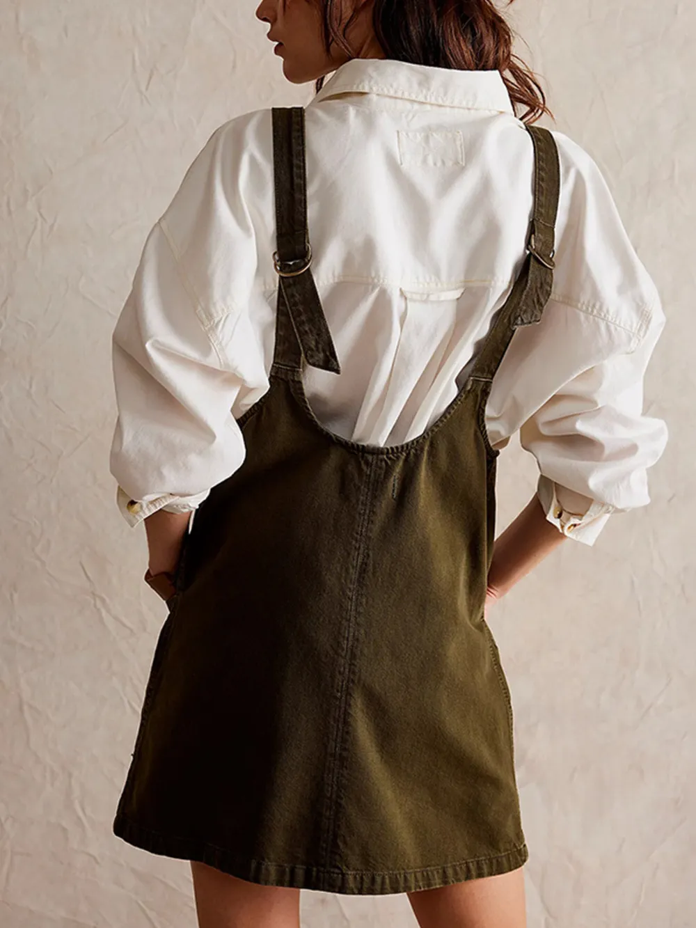 Oversized V-Neck Denim Tank Dress with Front Pockets, image 6