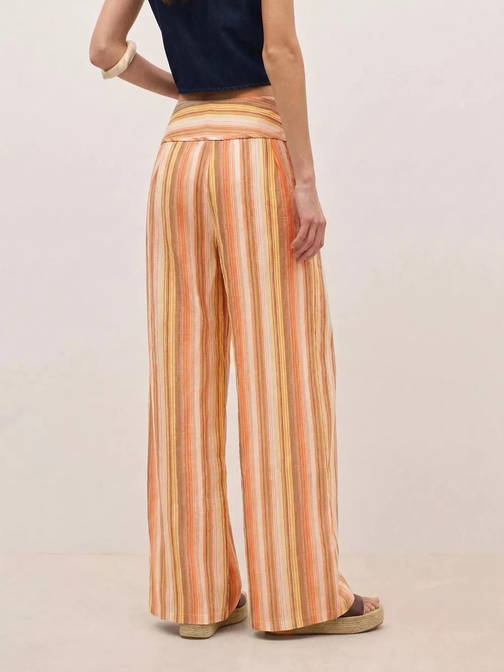 Striped Wide-Leg Pants with Tie Waist, image 4