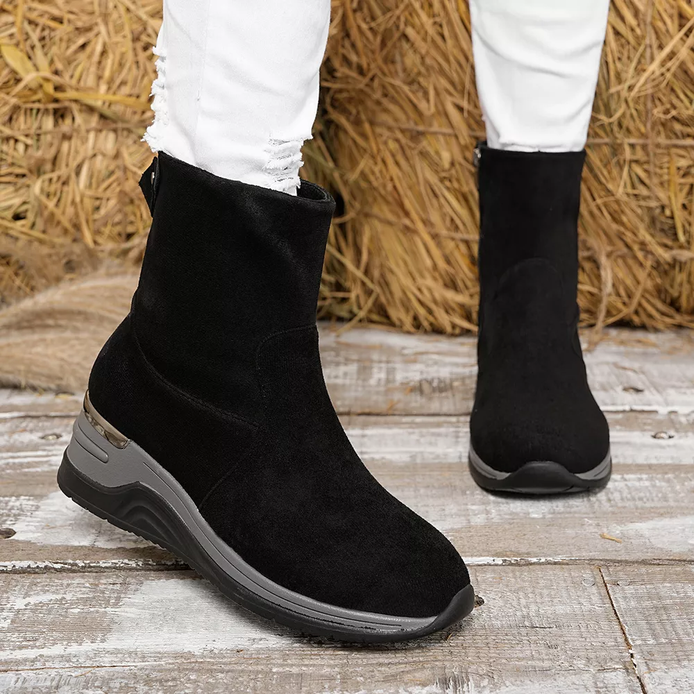 Suede Ankle Boots with Wedge Heel, image 5