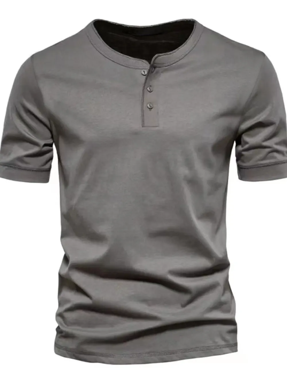 Men's Full Size Henley Style T-Shirt with Button Detail Plus Size, image 2