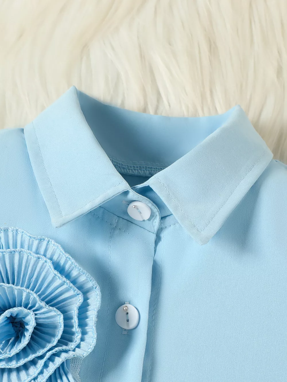 Children's Flower Decor Shirt & Pleated Skirt Set, image 10