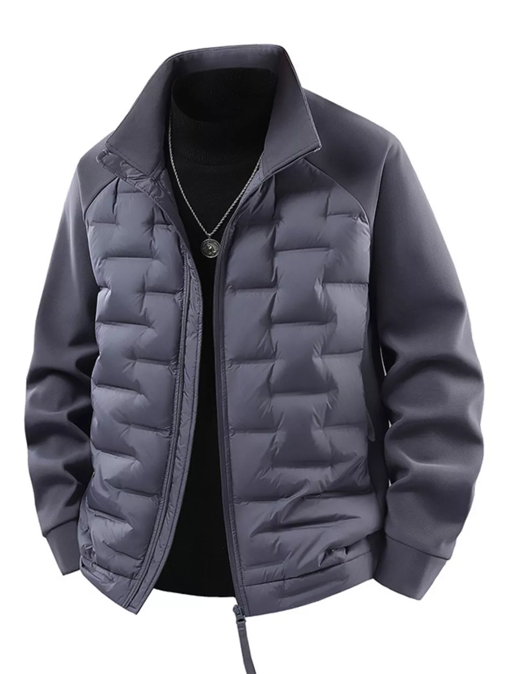 Men's Plus Size Lightweight Padded Stand Collar Jacket, image 6