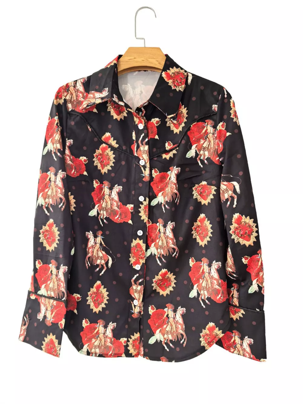 Printed Button Up Long Sleeve Shirt, image 9