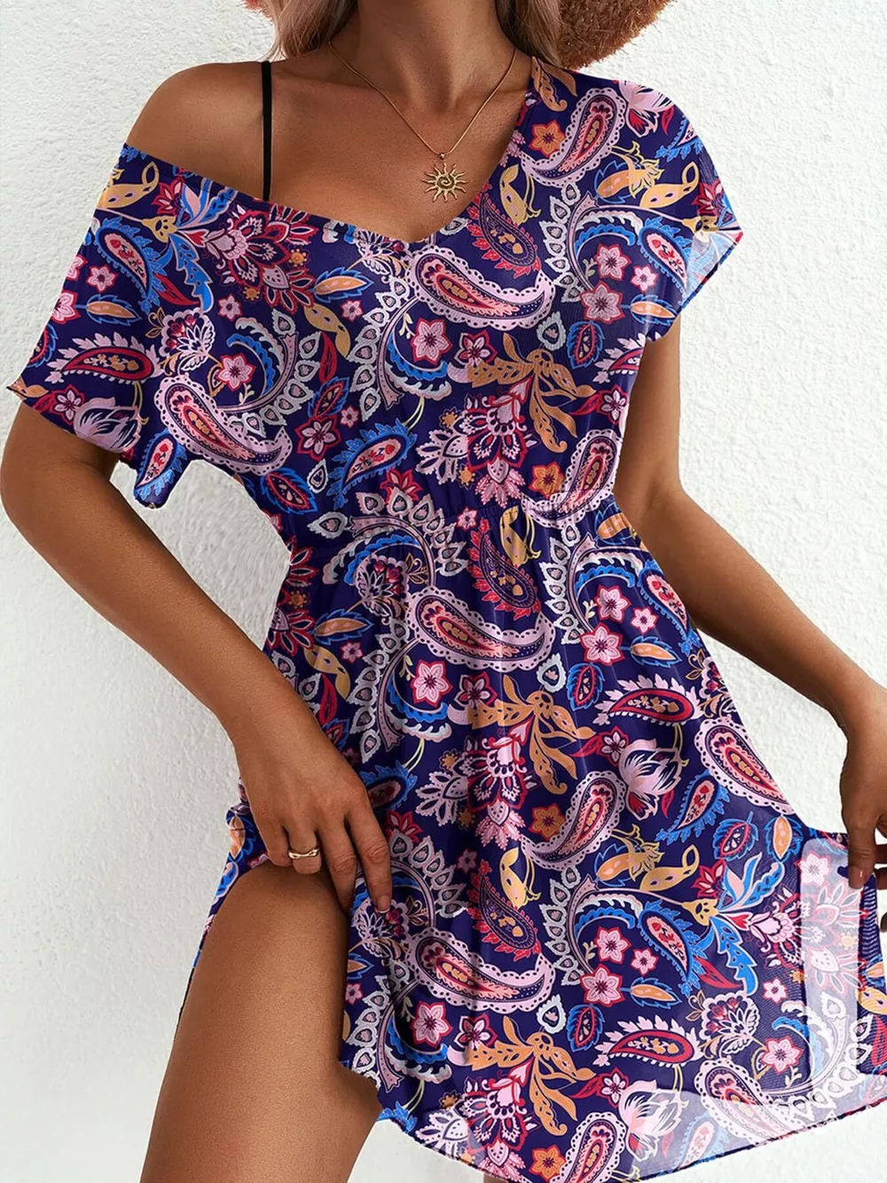 Printed Short Sleeve Mini Dress, image 16