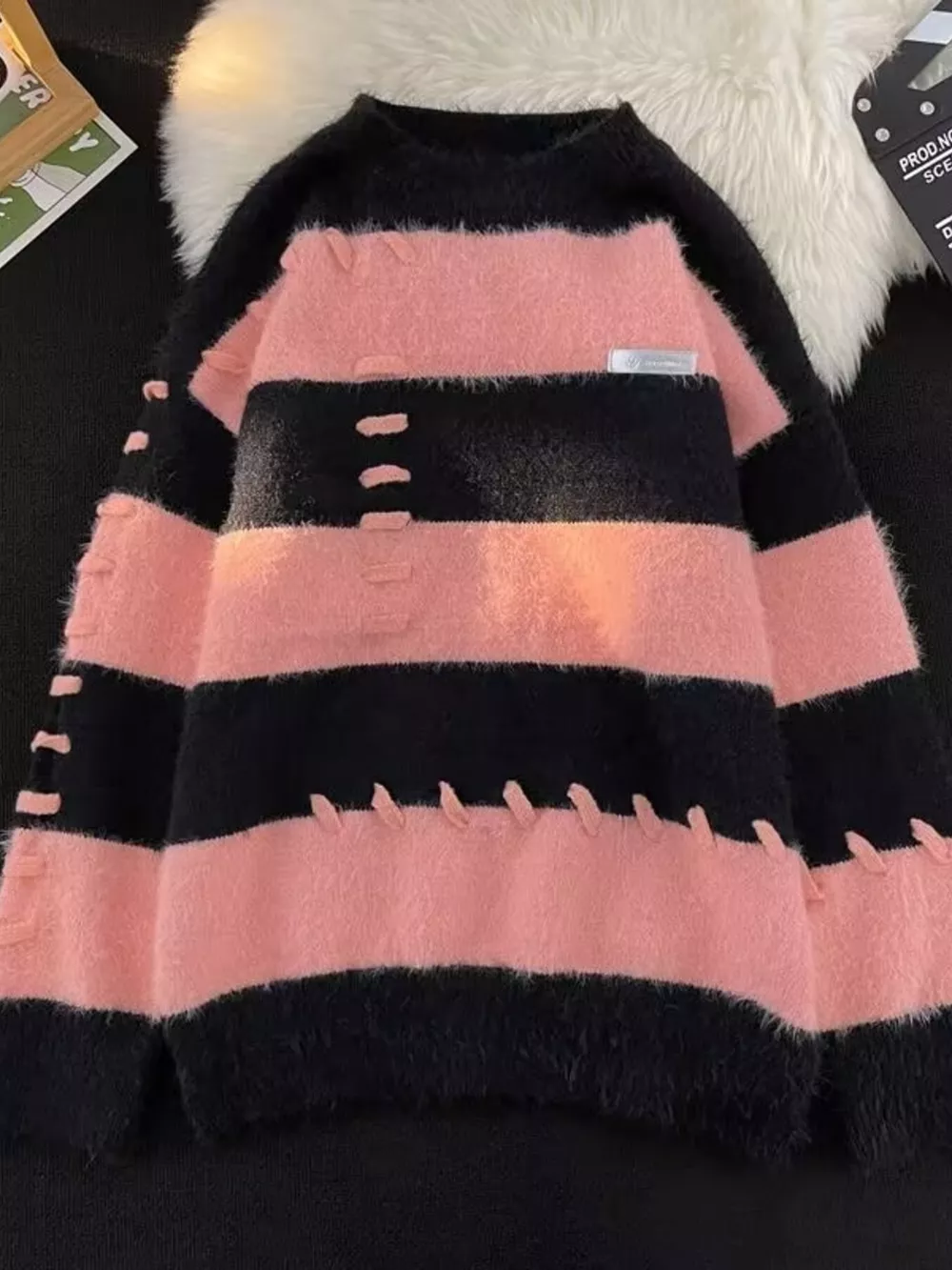Men's Striped Knit Round Neck Pullover, image 2