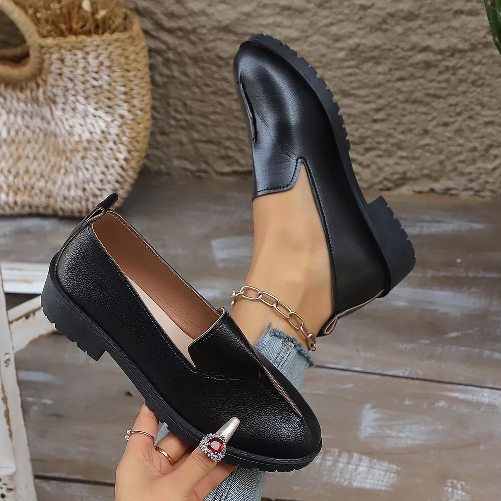 Round Toe Block Heels Loafers, image 5