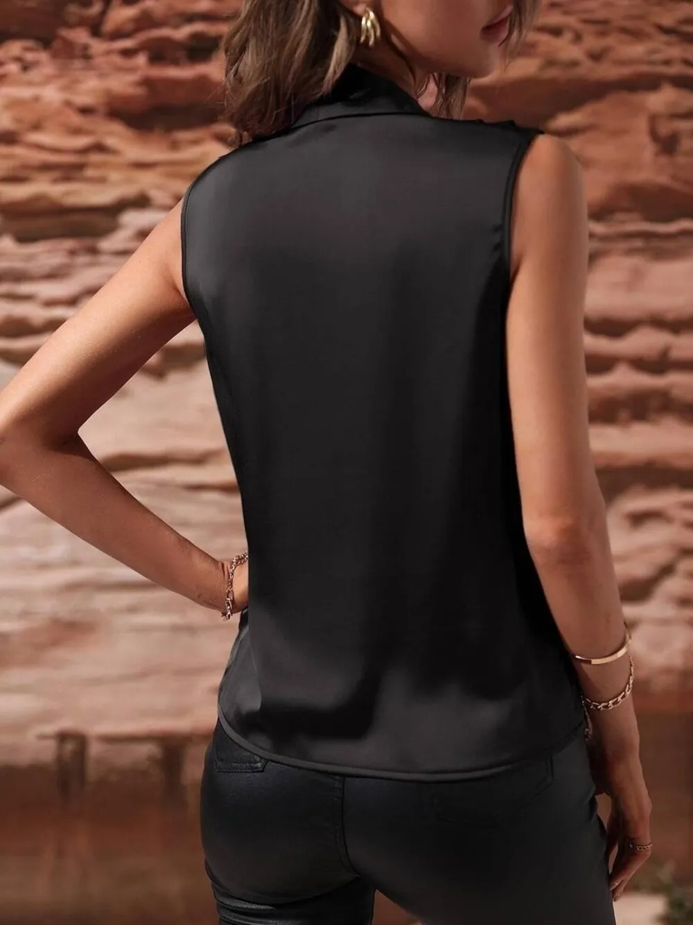 Sleeveless Wrap Draped Blouse, image 4