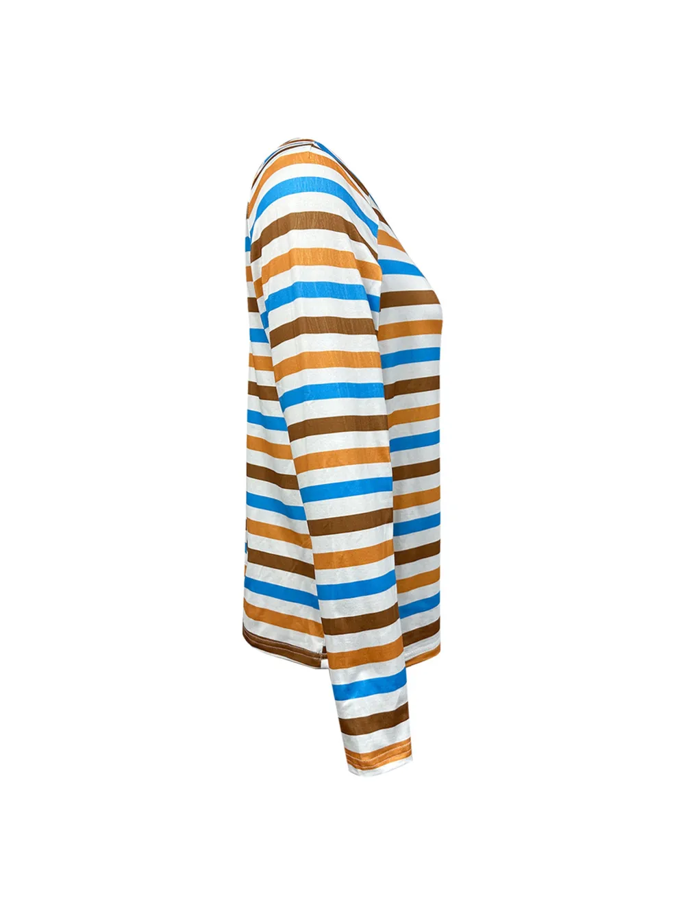 Full Size Striped Long Sleeve Casual Top Plus Size, image 3
