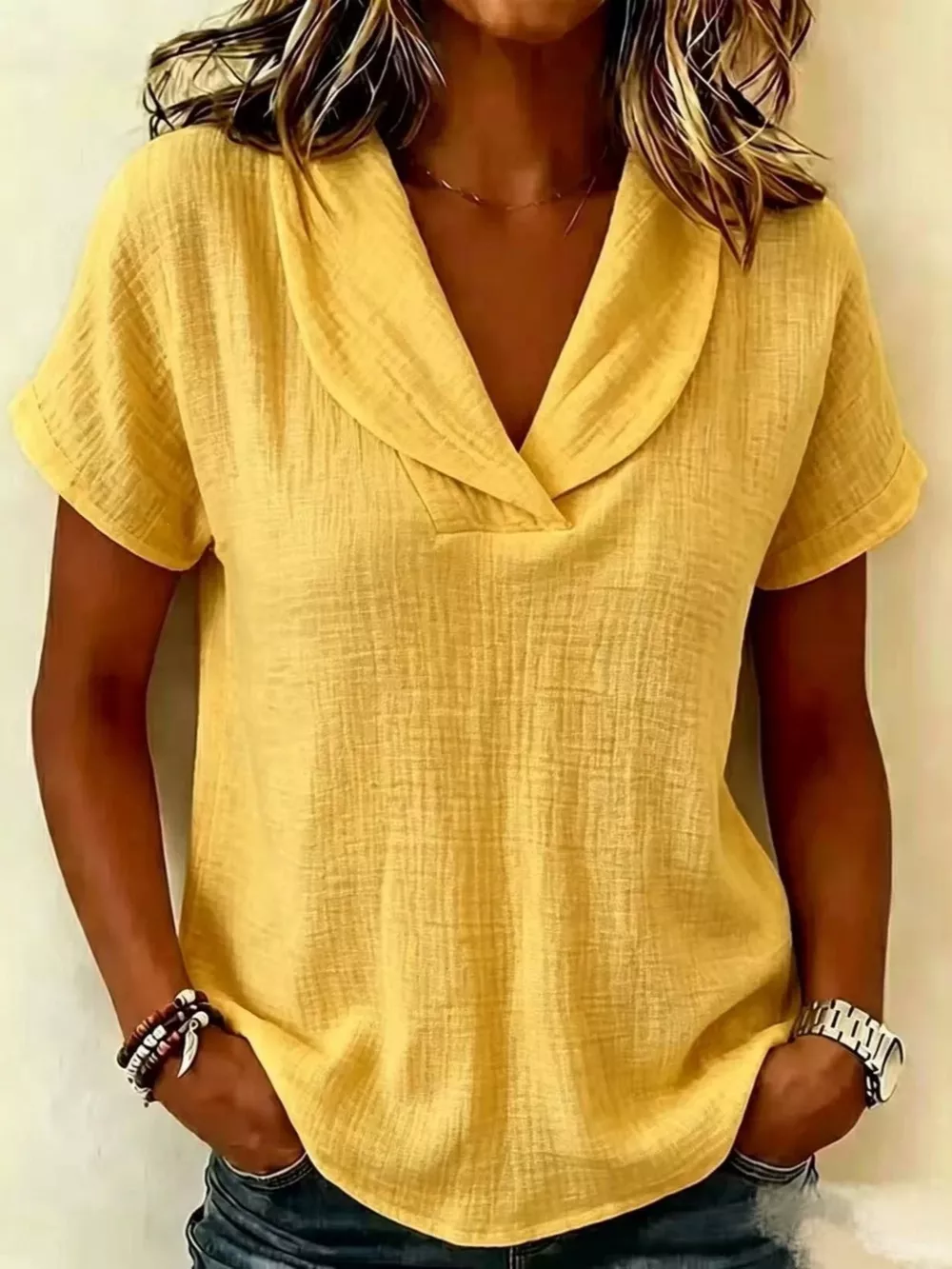Full Size Casual Short Sleeve Textured Blouse Plus Size, image 8