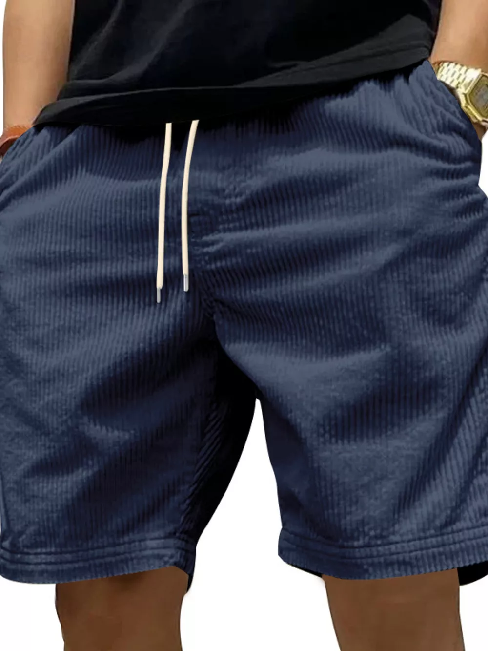 Men's Full Size Casual Corduroy Drawstring Shorts Plus Size, image 10