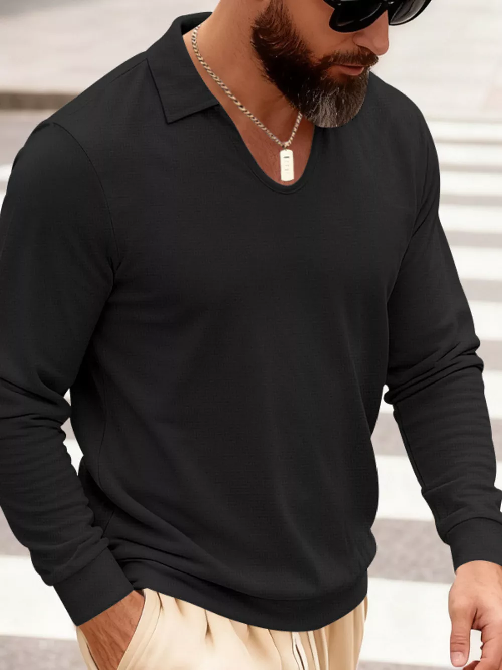 Men's Full Size Slim Fit Long Sleeve Polo Plus Size, image 16