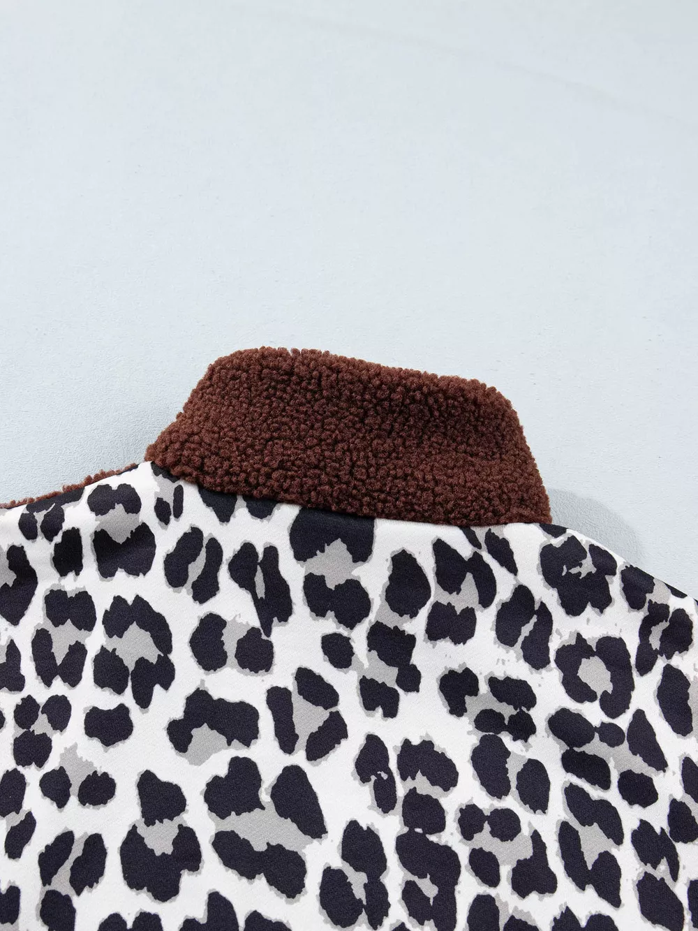 Leopard Patchwork Fleece Western Style Zip-up Collar Jacket, image 12