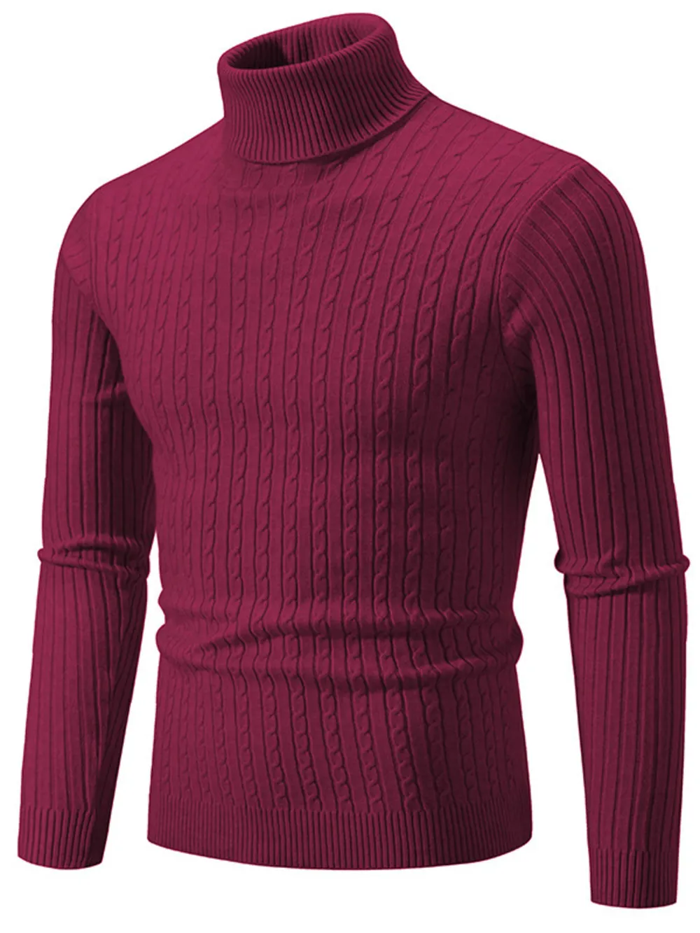Men's Plus Size Ribbed Turtleneck Long Sleeve Sweater, image 5