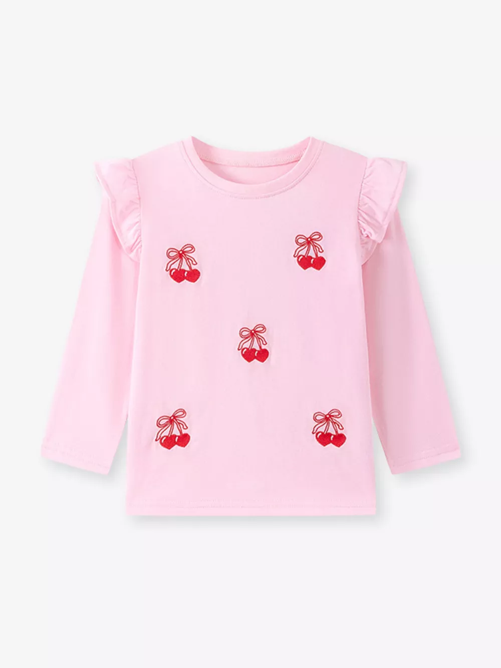 Children's Cherry & Flower Print Ruffled Long Sleeve T-Shirt, image 9