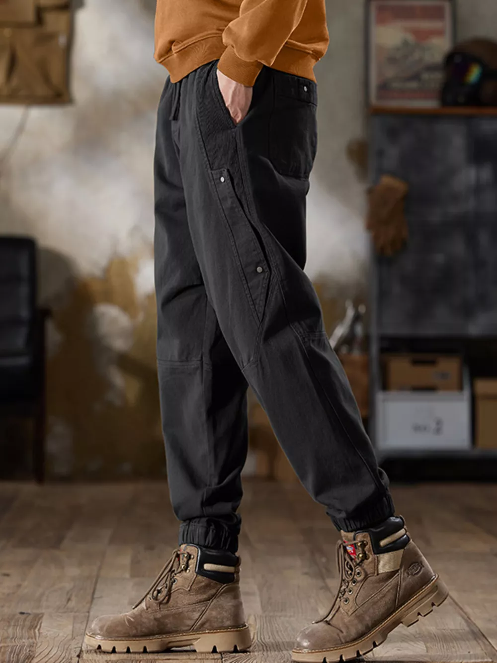 Men's Full Size Casual Drawstring Cargo Joggers Plus Size, image 2