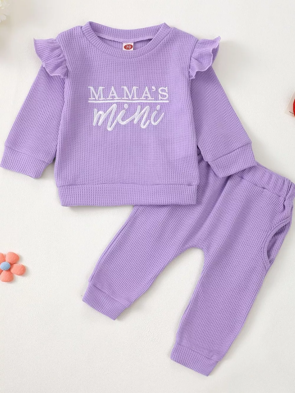 Children's Letter Ruffled Trim Top and Pants Set, image 14