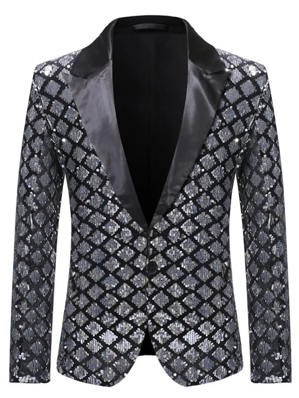 Men's Sequin One Button Blazer, image 4
