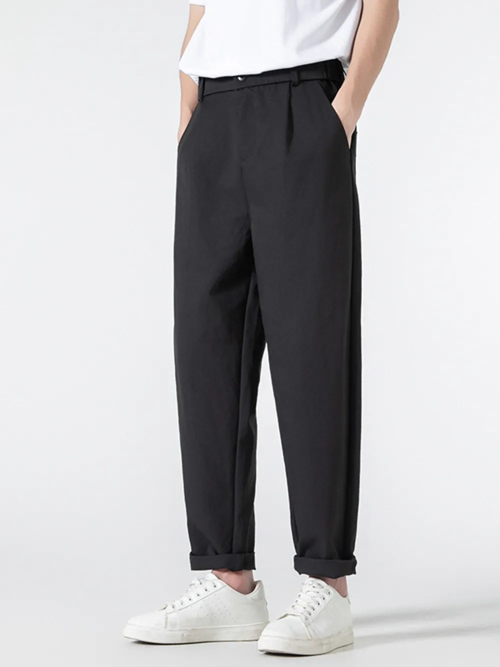 Men's Plus Size Casual Loose Fit Pleated Pants, image 4