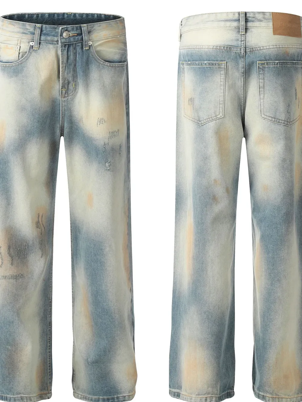 Men's Washed Straight Leg Jeans, image 4