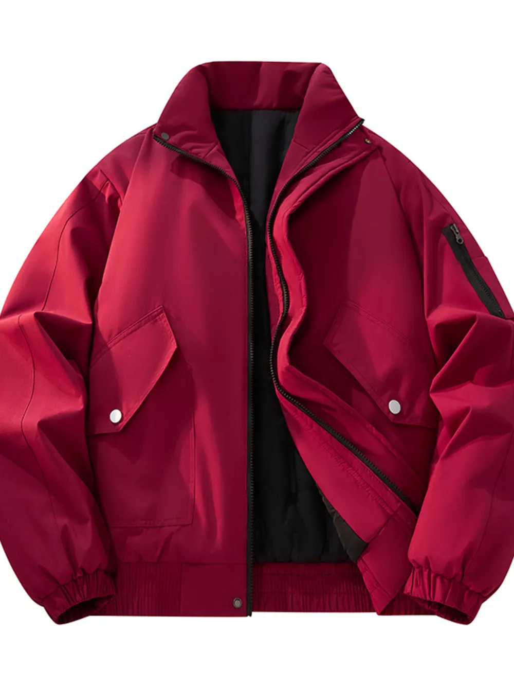 Men's Plus Size Casual Stand Collar Lightweight Bomber Jacket, image 2