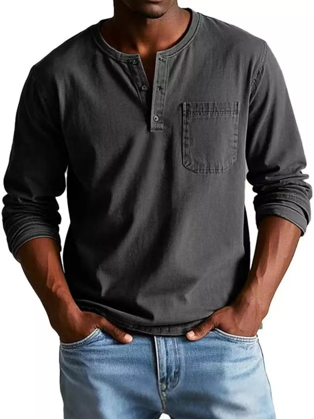 Full Size Button Detail Long Sleeve Top Plus Size, image 3
