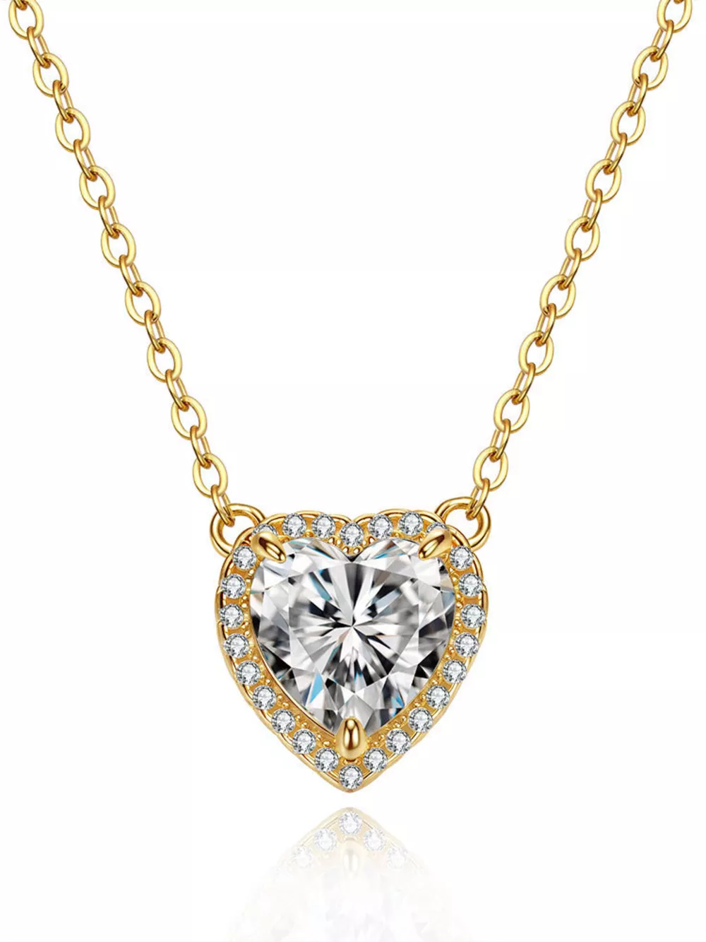 2 Carat 18K Gold-Plated Moissanite Heart Necklace, image 3