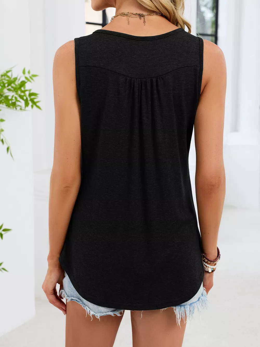 Button Detail Round Neck Tank, image 13