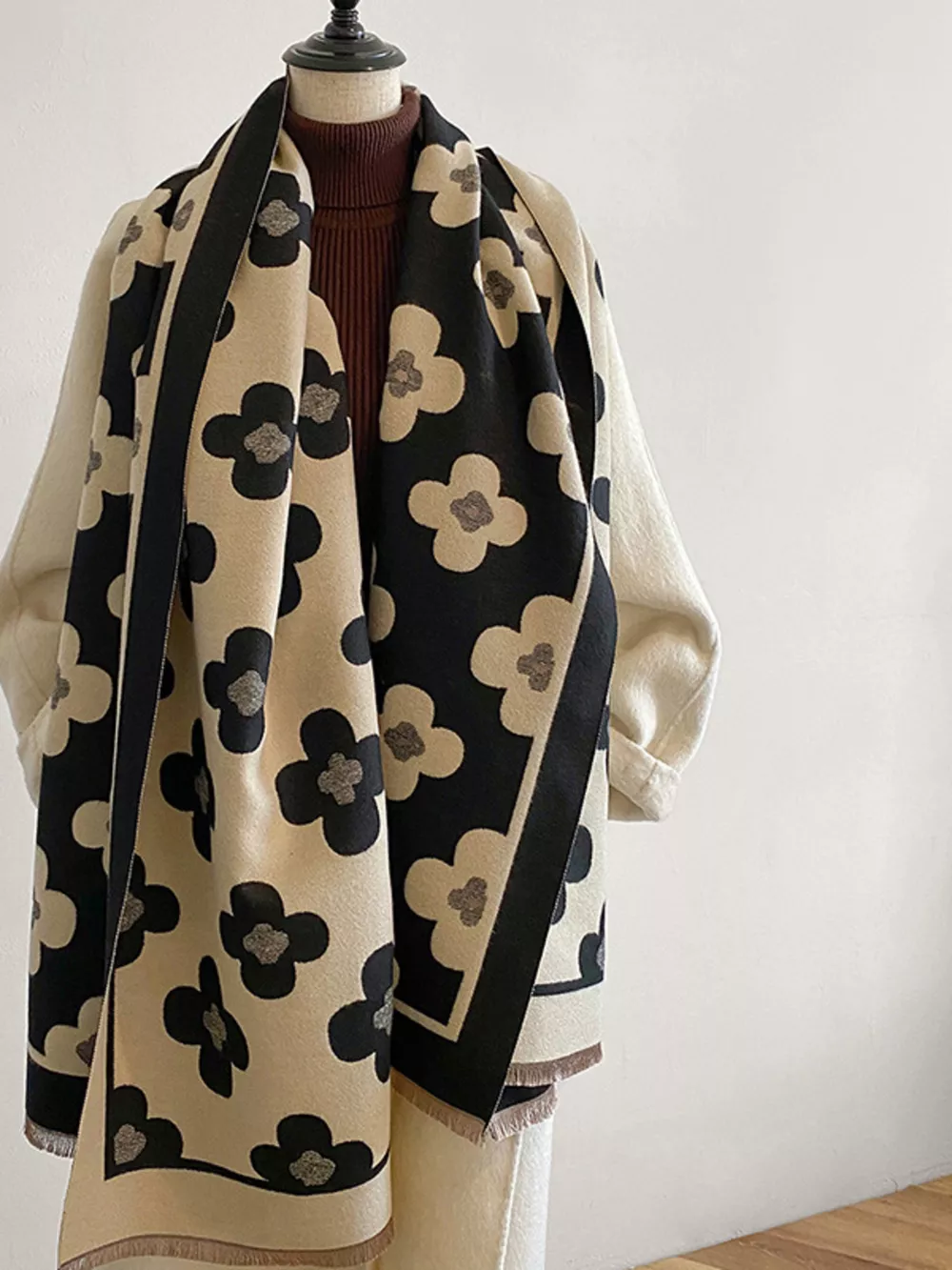 Floral Print Raw Hen Scarf, image 2
