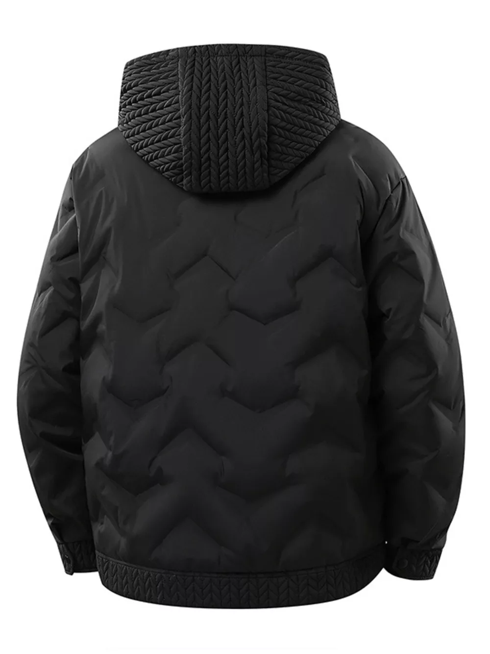 Men's Plus Size Texture Hooded Puffer Jacket, image 3