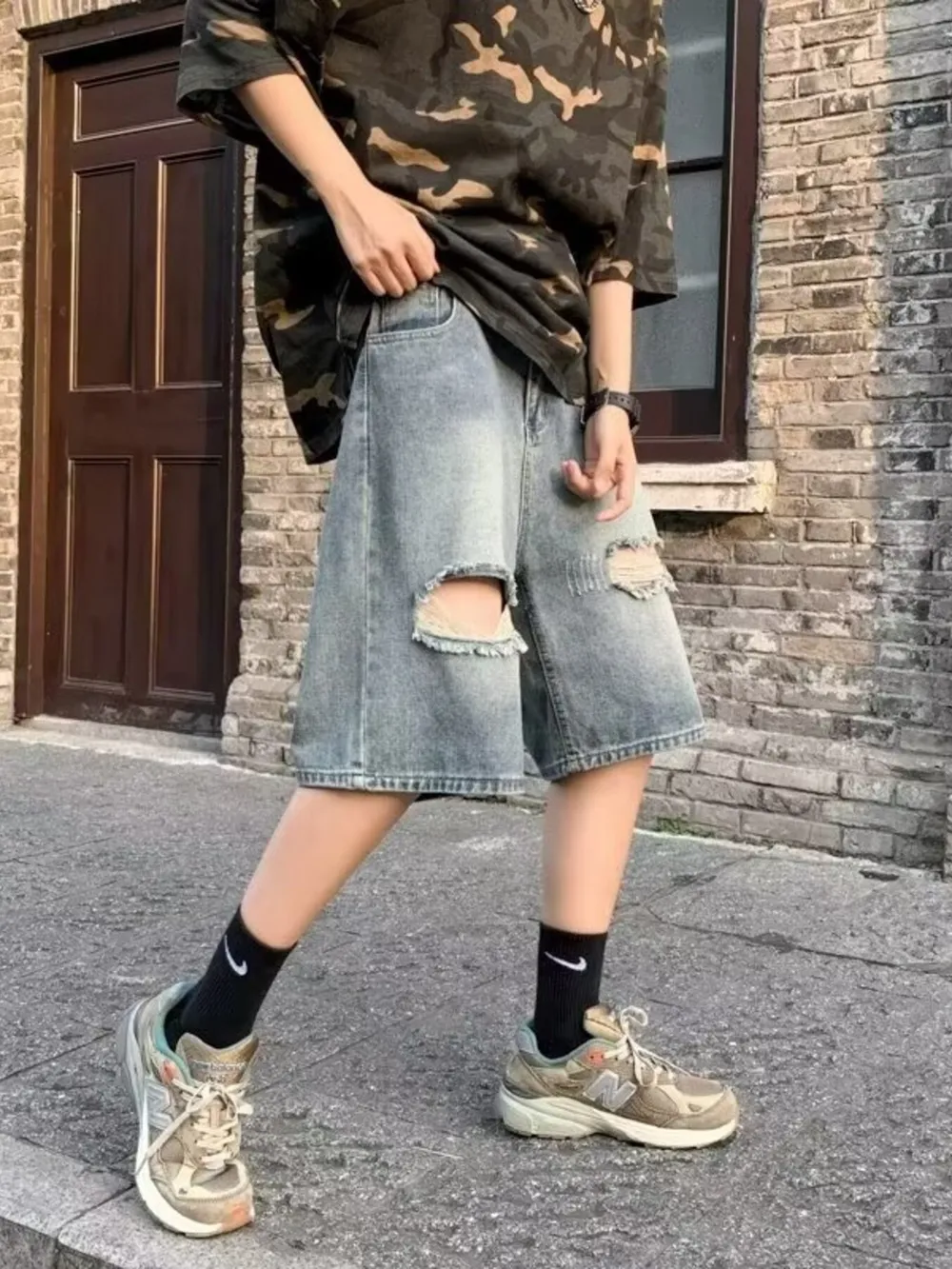Men's Full Size Distressed Loose Fit Denim Shorts Plus Size, image 3