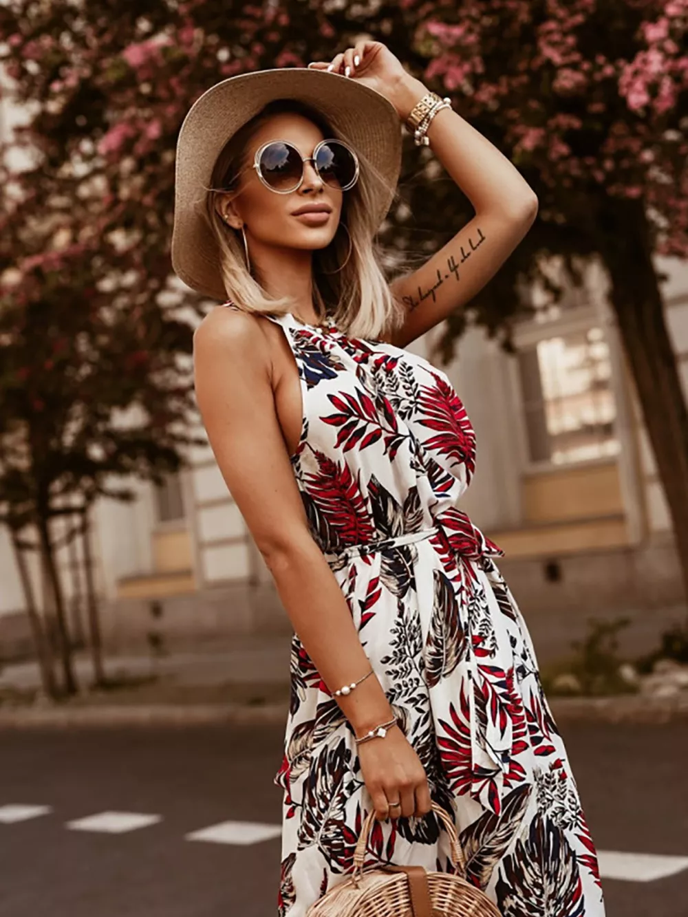 Printed Sleeveless Maxi Dress, image 9