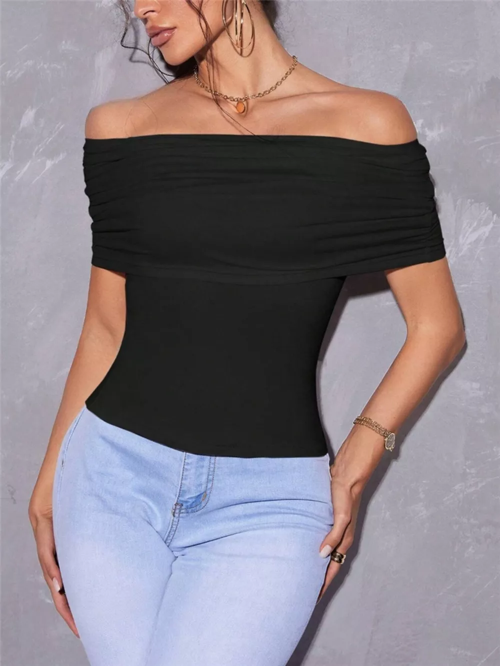 Off Shoulder Ruched T-Shirt, image 5