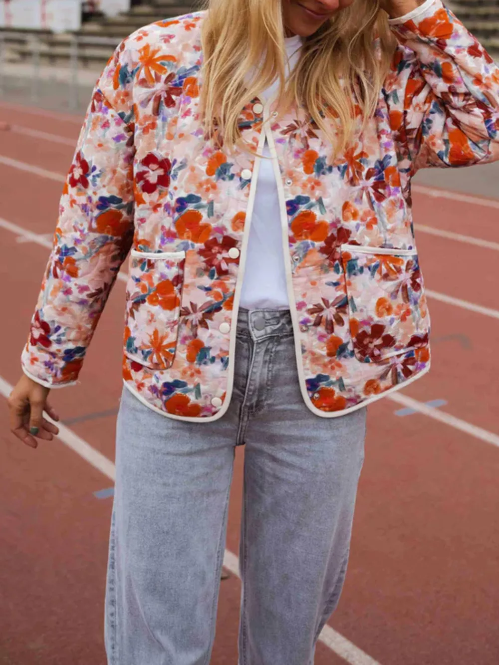 Floral Print Quilted Lightweight Outerwear, image 2